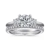 Clearance Gabriel & Co. Sanaa - Platinum Round 3 Stone Diamond Engagement Ring
