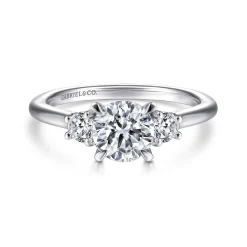 Clearance Gabriel & Co. Sanaa - Platinum Round 3 Stone Diamond Engagement Ring
