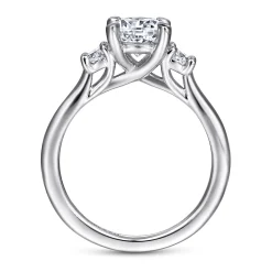 Clearance Gabriel & Co. Sanaa - Platinum Round 3 Stone Diamond Engagement Ring