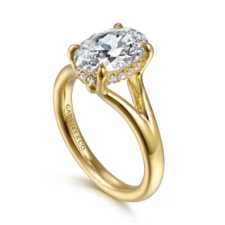 Clearance Gabriel & Co. Sanah - 14K Yellow Gold Split Shank Oval Diamond Engagement Ring