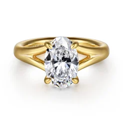 Clearance Gabriel & Co. Sanah - 14K Yellow Gold Split Shank Oval Diamond Engagement Ring