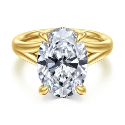 New Gabriel & Co. Sanah - 14K Yellow Gold Split Shank Oval Diamond Engagement Ring