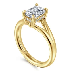 Gabriel & Co. Sanah - 14K Yellow Gold Split Shank Emerald Cut Diamond Engagement Ring