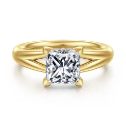 Sale Gabriel & Co. Sanah - 14K Yellow Gold Split Shank Princess Cut Diamond Engagement Ring