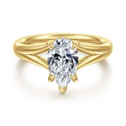 Hot Gabriel & Co. Sanah - 14K Yellow Gold Split Shank Pear Shape Diamond Engagement Ring