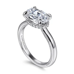 Sale Gabriel & Co. Sandi - 14K White Gold East West Oval Diamond Engagement Ring