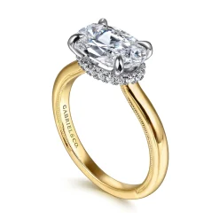 Best Gabriel & Co. Sandi - 14K White-Yellow Gold East West Oval Diamond Engagement Ring