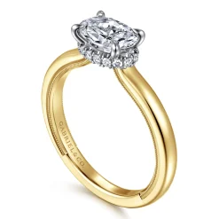 Hot Gabriel & Co. Sandi - 14K White-Yellow Gold East West Oval Diamond Engagement Ring