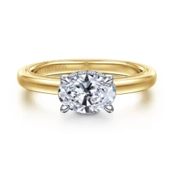 Hot Gabriel & Co. Sandi - 14K White-Yellow Gold East West Oval Diamond Engagement Ring