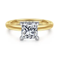 Gabriel & Co. Sandi - 14K White-Yellow Gold East West Princess Cut Diamond Engagement Ring