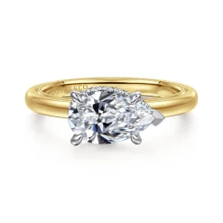 Hot Gabriel & Co. Sandi - 14K White-Yellow Gold East West Pear Shape Diamond Engagement Ring