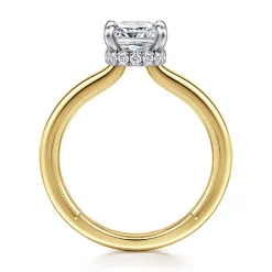 Gabriel & Co. Sandi - 14K White-Yellow Gold East West Cushion Cut Diamond Engagement Ring