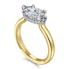 New Gabriel & Co. Sandi - 14K White-Yellow Gold East West Marquise Shape Diamond Engagement Ring