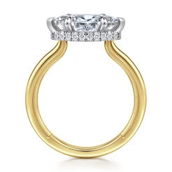 New Gabriel & Co. Sandi - 14K White-Yellow Gold East West Marquise Shape Diamond Engagement Ring