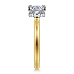 Discount Gabriel & Co. Sandi - 14K White-Yellow Gold East West Elongated Cushion Diamond Engagement Ring