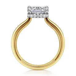 Discount Gabriel & Co. Sandi - 14K White-Yellow Gold East West Elongated Cushion Diamond Engagement Ring