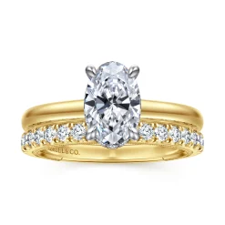 Clearance Gabriel & Co. Sandi - 14K White-Yellow Gold Oval Diamond Engagement Ring