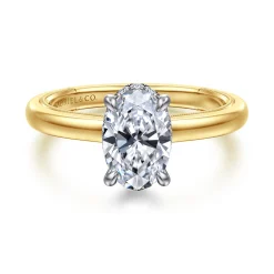 Clearance Gabriel & Co. Sandi - 14K White-Yellow Gold Oval Diamond Engagement Ring