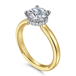 Gabriel & Co. Sandi - 14K White-Yellow Gold Round Diamond Engagement Ring