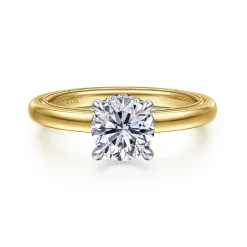 New Gabriel & Co. Sandi - 14K White-Yellow Gold Round Diamond Engagement Ring