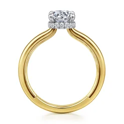 New Gabriel & Co. Sandi - 14K White-Yellow Gold Round Diamond Engagement Ring
