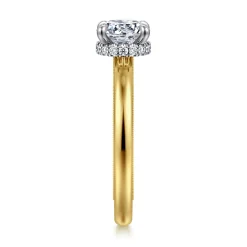New Gabriel & Co. Sandi - 14K White-Yellow Gold Round Diamond Engagement Ring