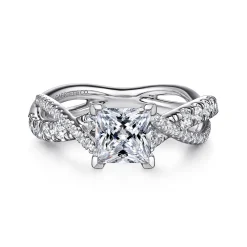 Gabriel & Co. Sandrine - 14K White Gold Princess Cut Diamond Twisted Engagement Ring