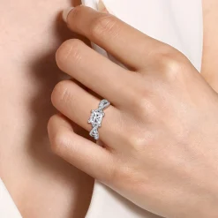 Gabriel & Co. Sandrine - 14K White Gold Princess Cut Diamond Twisted Engagement Ring