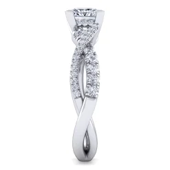 Gabriel & Co. Sandrine - 14K White Gold Princess Cut Diamond Twisted Engagement Ring