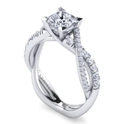 Gabriel & Co. Sandrine - 14K White Gold Princess Cut Diamond Twisted Engagement Ring