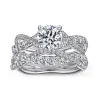 New Gabriel & Co. Sandrine - 14K White Gold Round Diamond Twisted Engagement Ring