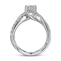 New Gabriel & Co. Sandrine - 14K White Gold Round Diamond Twisted Engagement Ring