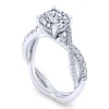Gabriel & Co. Sandrine - 14K White Gold Twisted Round Diamond Engagement Ring