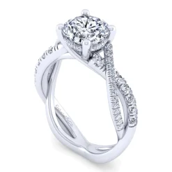 Gabriel & Co. Sandrine - 14K White Gold Twisted Round Diamond Engagement Ring