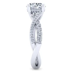 Gabriel & Co. Sandrine - 14K White Gold Twisted Round Diamond Engagement Ring