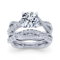 Gabriel & Co. Sandrine - 14K White Gold Twisted Round Diamond Engagement Ring