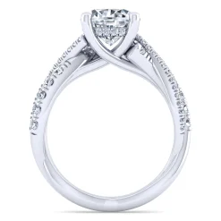 Gabriel & Co. Sandrine - 14K White Gold Twisted Round Diamond Engagement Ring