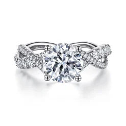 Gabriel & Co. Sandrine - 14K White Gold Twisted Round Diamond Engagement Ring