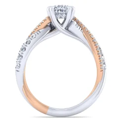 New Gabriel & Co. Sandrine - 14K White-Rose Gold Cushion Cut Twisted Diamond Engagement Ring