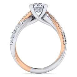 Discount Gabriel & Co. Sandrine - 14K White-Rose Gold Princess Cut Diamond Twisted Engagement Ring