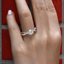 New Gabriel & Co. Sandrine - 14K White-Rose Gold Round Diamond Twisted Engagement Ring