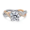 Clearance Gabriel & Co. Sandrine - 14K White-Rose Gold Round Twisted Diamond Engagement Ring