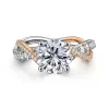 Discount Gabriel & Co. Sandrine - 14K White-Rose Gold Twisted Round Diamond Engagement Ring