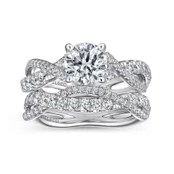Outlet Gabriel & Co. Sandrine - Platinum Round Diamond Twisted Engagement Ring