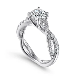 Outlet Gabriel & Co. Sandrine - Platinum Round Diamond Twisted Engagement Ring