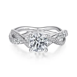 Outlet Gabriel & Co. Sandrine - Platinum Round Diamond Twisted Engagement Ring