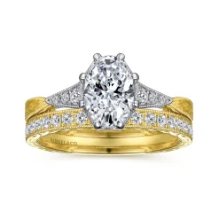 Sale Gabriel & Co. Sanna - Vintage Inspired 14K White-Yellow Gold Oval Diamond Engagement Ring