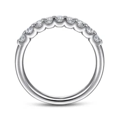 New Gabriel & Co. Sardegna - 14K White Gold Round 9 Stone Diamond Anniversary Band - 0.5 ct