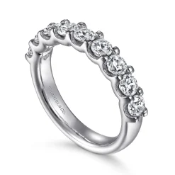 Clearance Gabriel & Co. Sardegna - 14K White Gold 9 Stone Shared Prong Round Diamond Anniversary Band - 1.2 ct