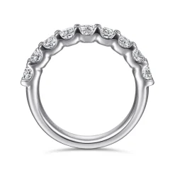 Clearance Gabriel & Co. Sardegna - 14K White Gold 9 Stone Shared Prong Round Diamond Anniversary Band - 1.2 ct